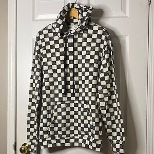 H&M Black and White Checkered Pullover Hoodie#1